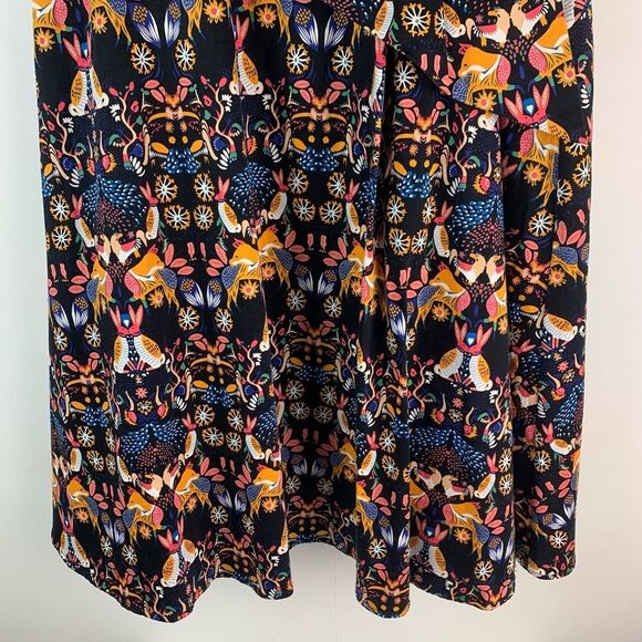 Anthropologie Eva Franco Whimsy Woodland Flora Fauna Pattern Midi Skirt Size 4 - Picture 5 of 12